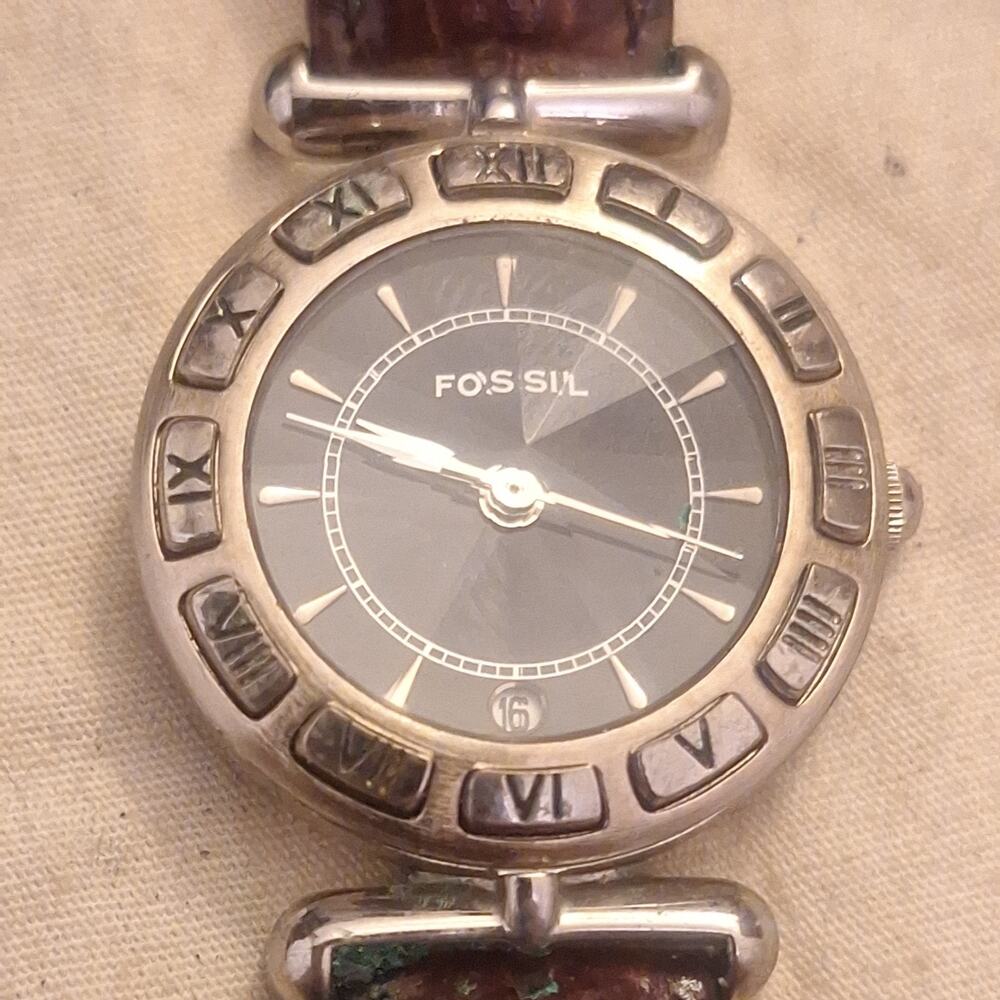 Fossil PC-9507 Quartz Watch 32mm Faceted, Black Dial New band, Needs Battery